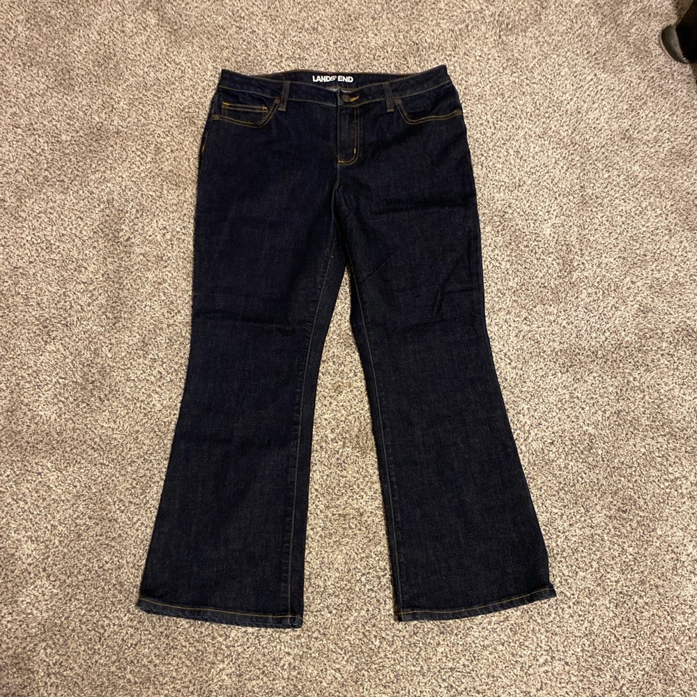 Lands' End Women's Deep Indigo Flare Jeans